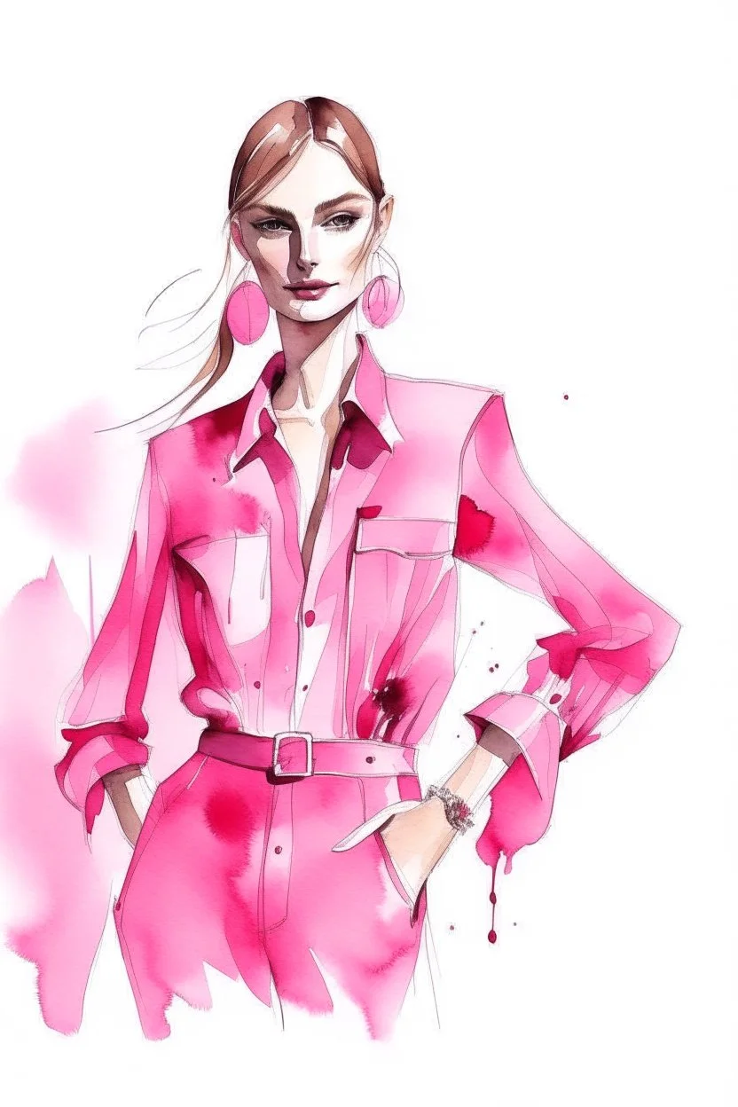 Watercolor fashion pink sketch