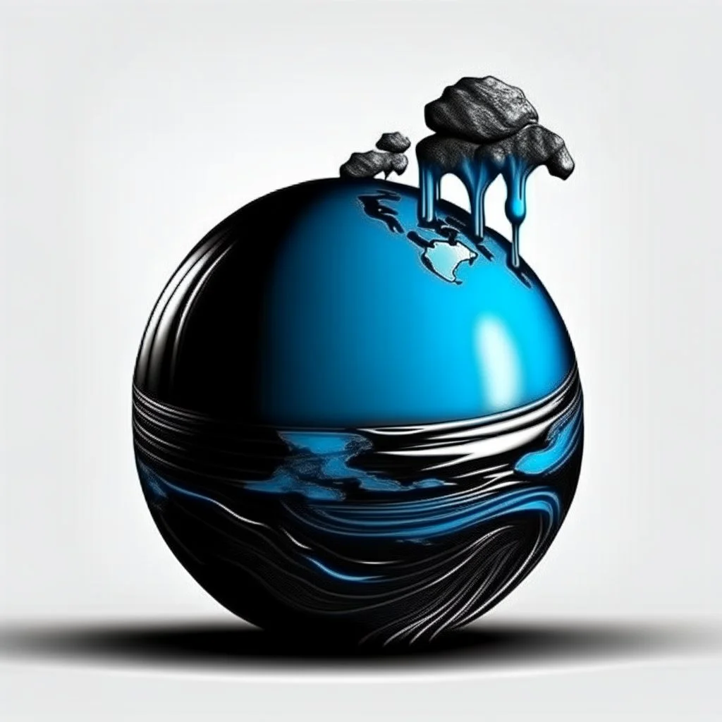 realistic globe with waterfall black and blue color