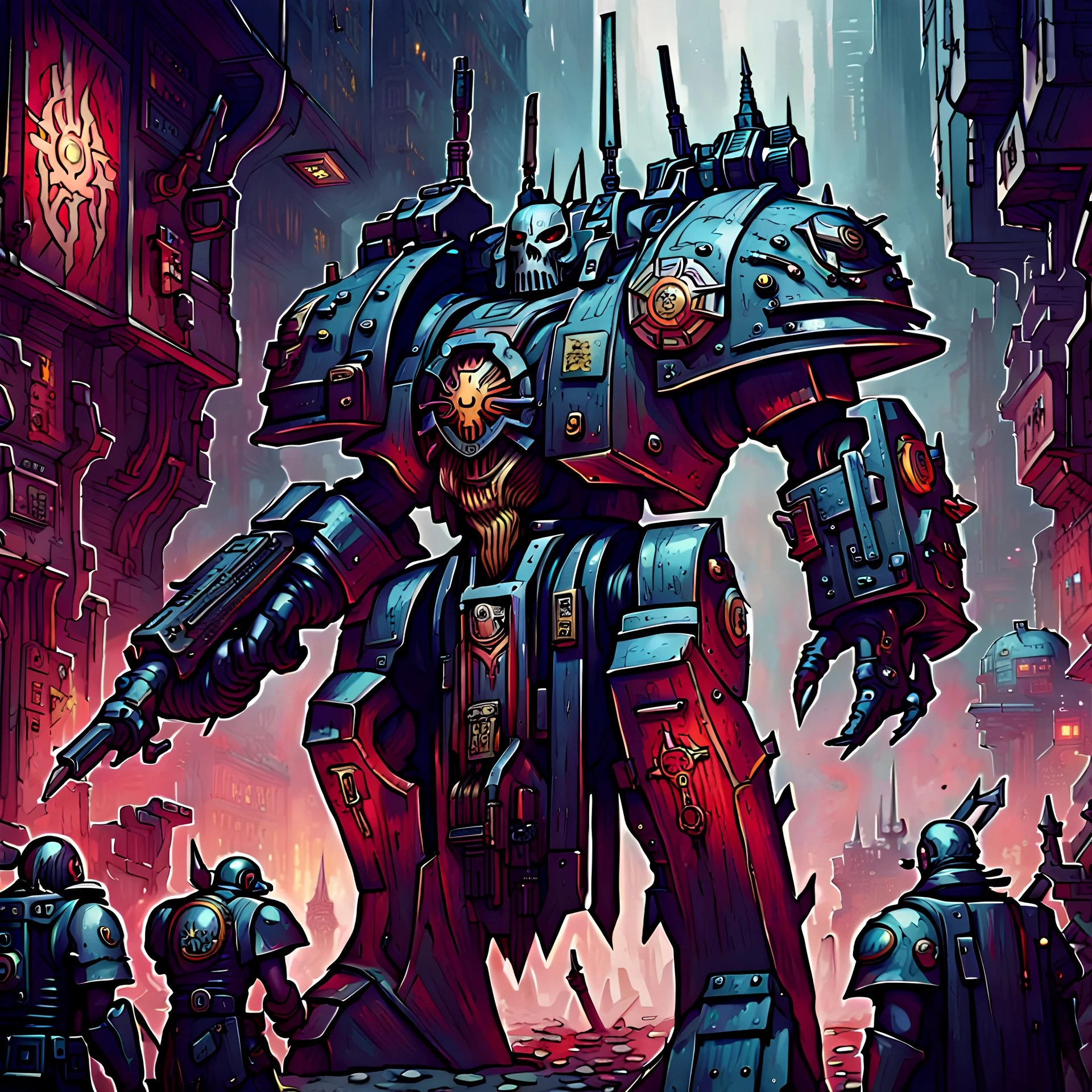 massive warhammer, cyberpunk style