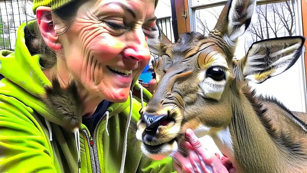 panicked lady tries to revive deer using CPR or Mouth to Mouth