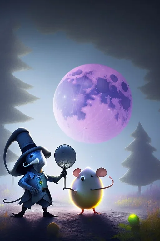 A Plague Doctor and a Mouse running on the moon expand their minds with psychedelic mushrooms by Pixar and Dreamworks