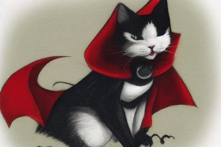 vampire cat with cape.