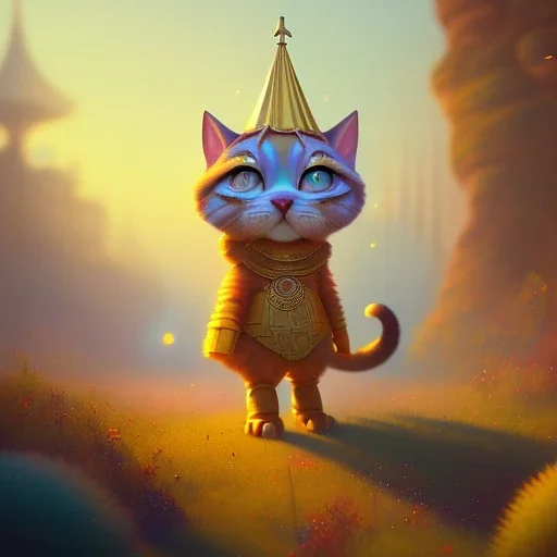 tabaxi, circus, female, fantasy, at dawn by atey ghailan, mystical colors, Golden hour, Lisa Frank fantasy