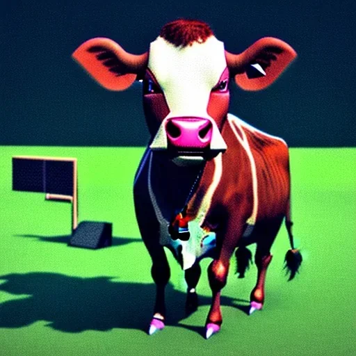 A cow wearing a suit and tie