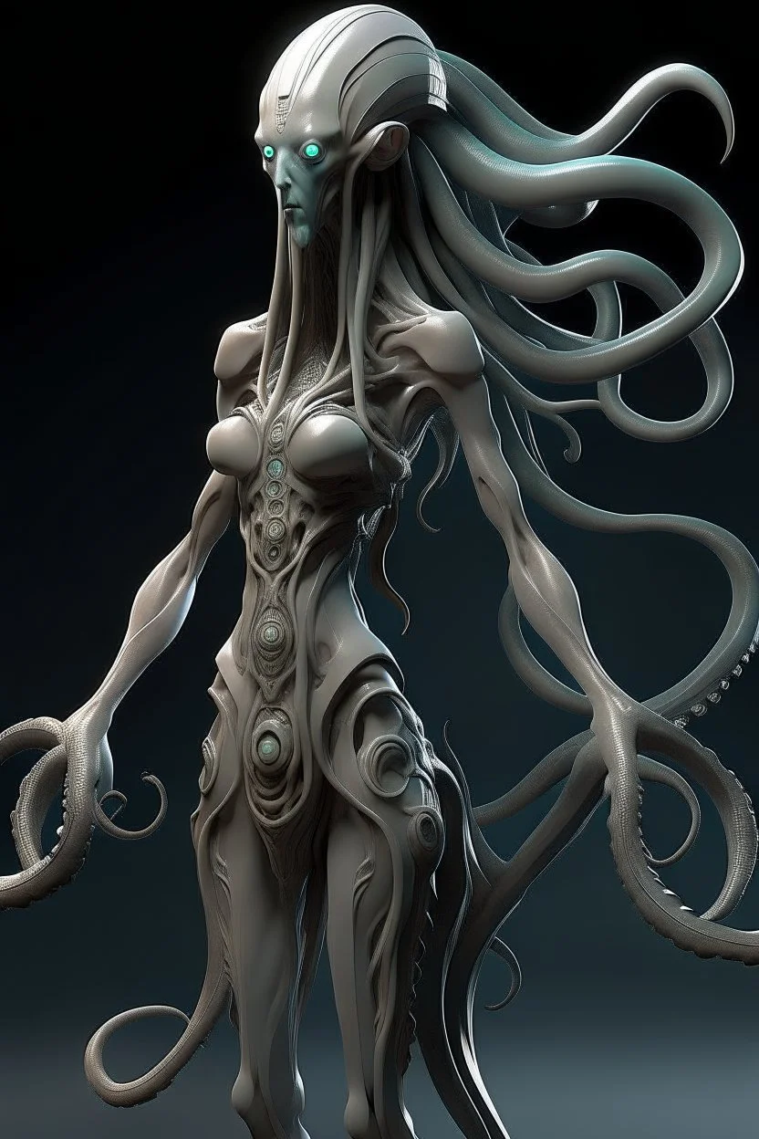 gorgeous female humanoid alien model, tentacles