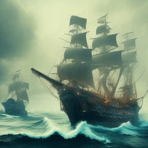 Pirate ship, cinematic,cinematic lighting, 8k, resolution concept art, dynamic lighting, hyperdetailed intricately detailed, octane render,unreal engine, centered.