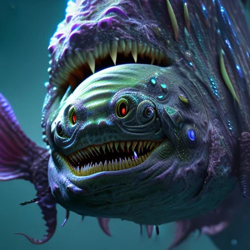 fluid ink angler fish creature, unreal engine 5, 8k resolution, photorealistic, ultra detailed