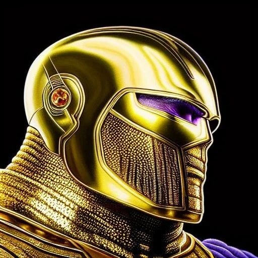 ultra detailed fullbody Portrait in oil on canvas of THANOS weaing GOLDEN and BLACK ARMOR ,extremely detailed digital painting, extremely detailed face,crystal clear Big eyes, mystical colors ,perfectly centered image, perfect composition,rim light, beautiful lighting, 8k, stunning scene,extremely sharp detail, finely tuned detail, ultra high definition raytracing, in the style of Simon Bisley and Hyun Suk Lee and Ken Kelley and Ohrai Noriyoshi