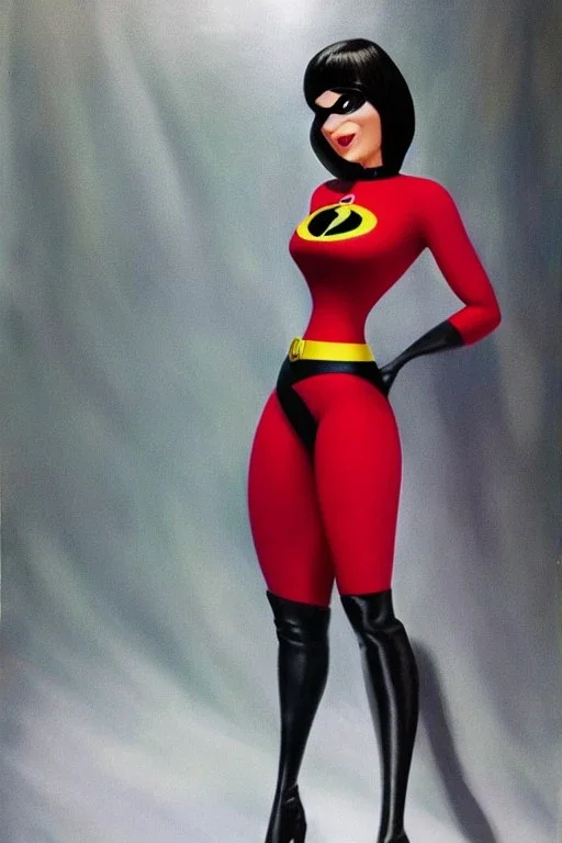 Full body portrait, painting, medium shot lady style of The Incredibles