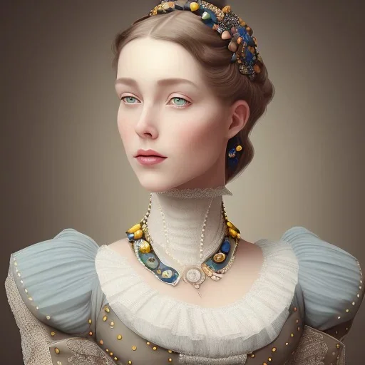 Portrait of a woman in a regency dress, french, beautiful jewelery 8k, HD, cinematography, photorealistic, Cinematic, Color Grading, Ultra-Wide Angle, Depth of Field, hyper-detailed, beautifully color-coded, insane details, intricate details, beautifully color graded, Cinematic, Color Grading, Editorial Photography, Depth of Field, DOF, Tilt Blur, White Balance, 32k, Super-Resolution, Megapixel, ProPhoto RGB, VR, Halfrear Lighting, Backlight,