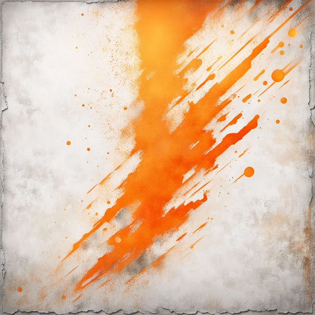 Hyper Realistic Light-Orange Grungy-Stroke-Boarder With Glowing-Golden Embers on Grungy Retro-Jet-White-Wall-Background.