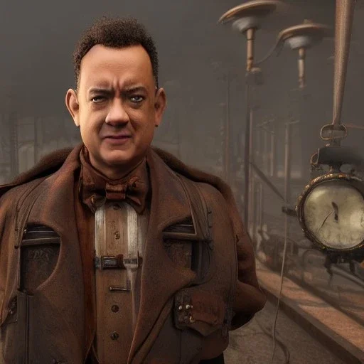 Tom Hanks steam punk character very detailed cinematic unreal engine photo realistic