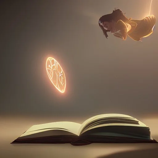 Floating book with magic swirling around it lifting it into the air