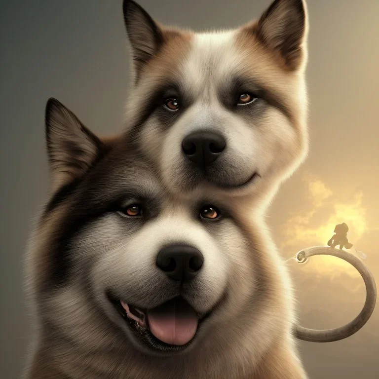 sad, abandoned, miserable akita dog tied to a pole with the Grim Reaper beside shitzhu dog on lonely highway, 8k resolution, high-quality, fine-detail, iridescent, intricate, digital art, detailed matte, volumetric lighting, illustration, 3D octane render, brian froud, howard lyon, selina french, anna dittmann, annie stokes, lisa parker, greg rutowski