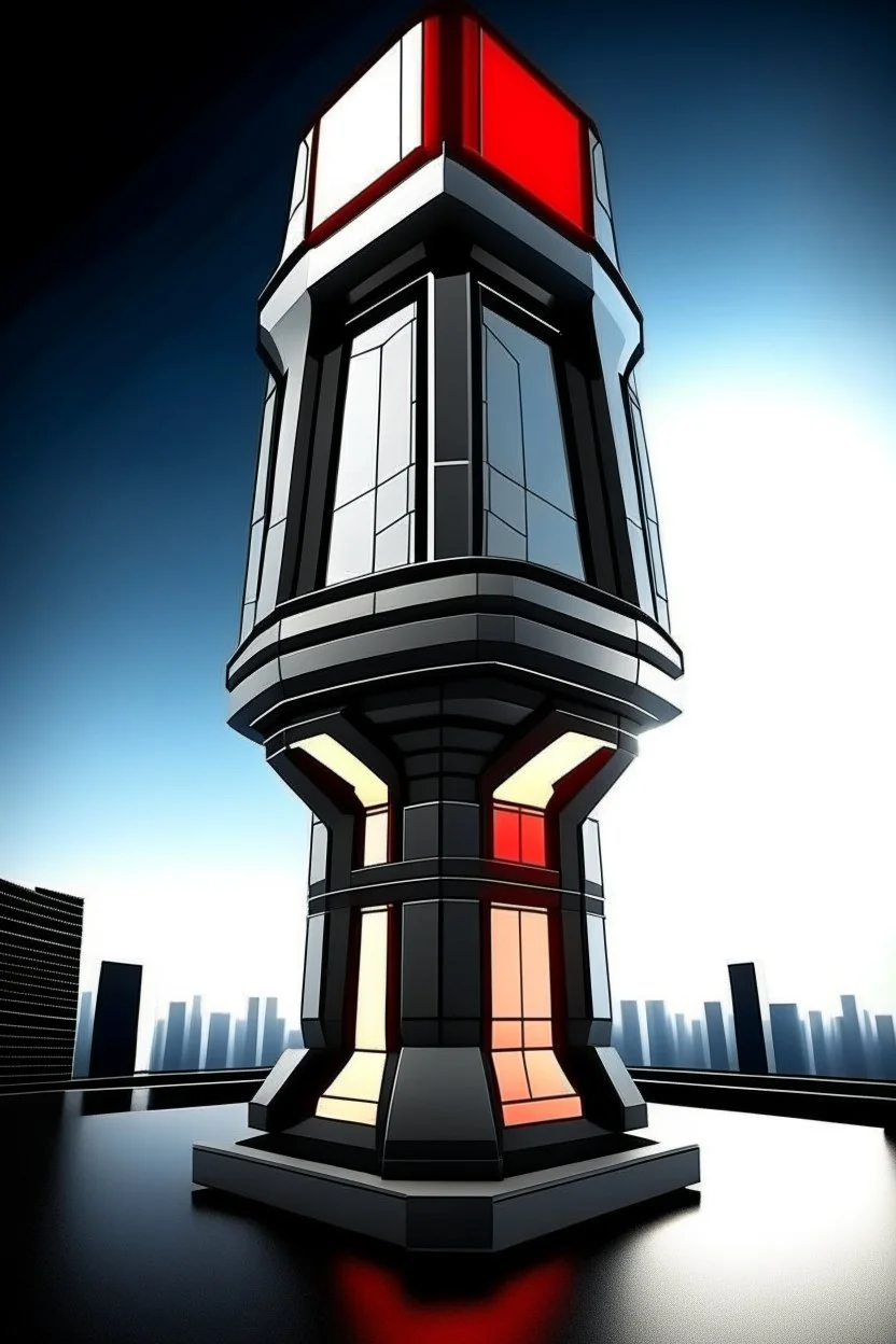 Avengers stark tower buliding architecture futuristic-modern stlye. geometric form,