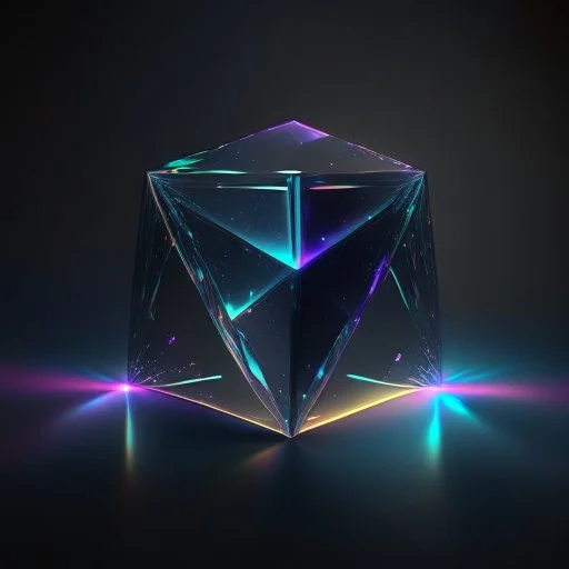 3d holographic geometric shape isolated on infinite dark background, glow, glass effect, 4k.