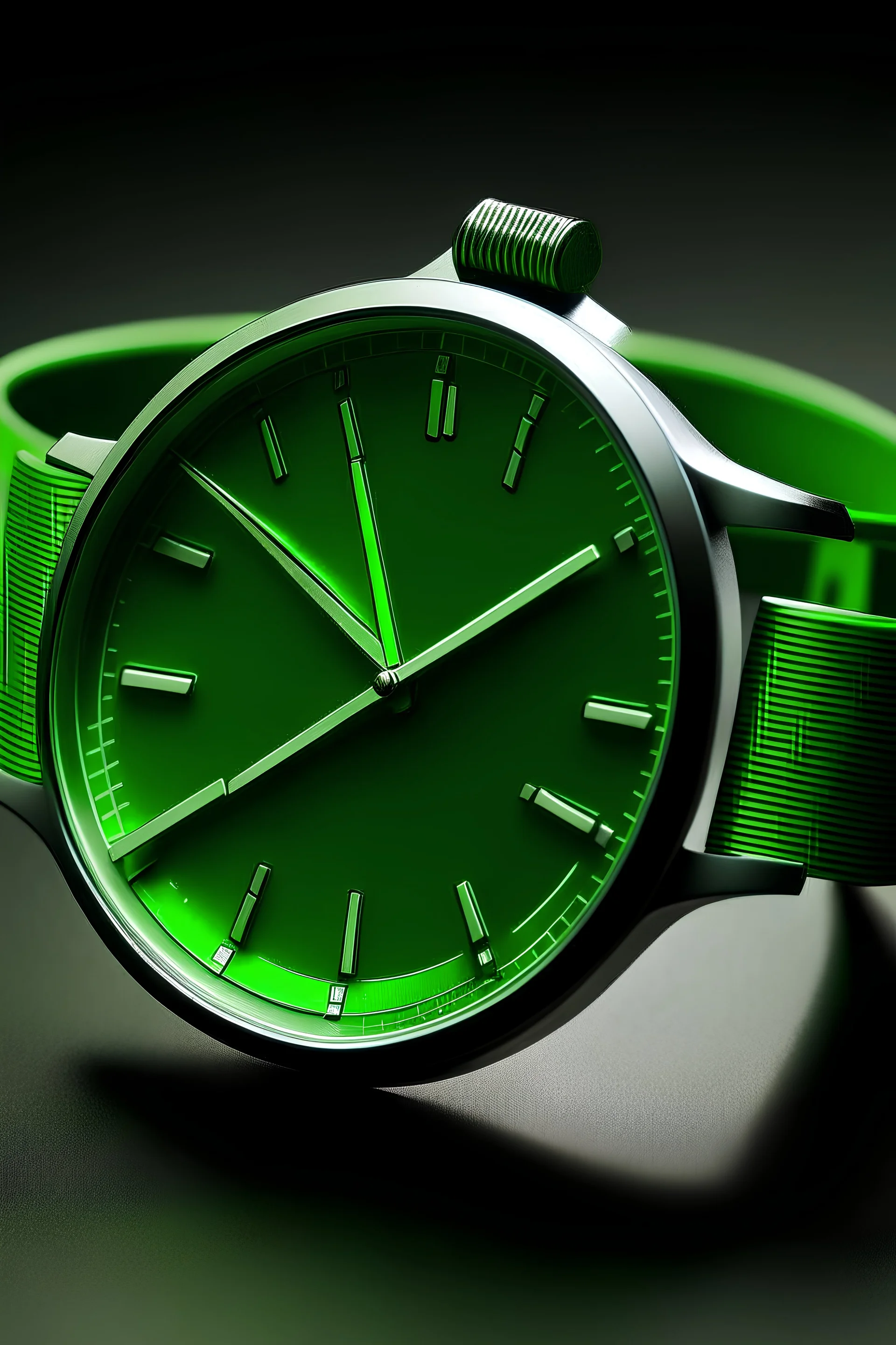 A watch with green