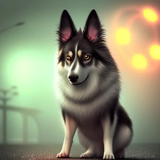 a dog, scared, frightened, abandoned on a highway, alone, staring at car tailights drving off in the distance, highway, 8k resolution, high-quality, fine-detail, intricate, digital art, detailed matte, volumetric lighting, illustration, 3D octane render, brian froud, howard lyon, selina french, anna dittmann, annie stokes, lisa parker, greg rutowski