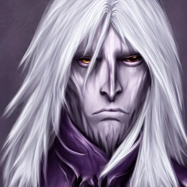 Dark Elf Male White Hair Lavendar Eyes