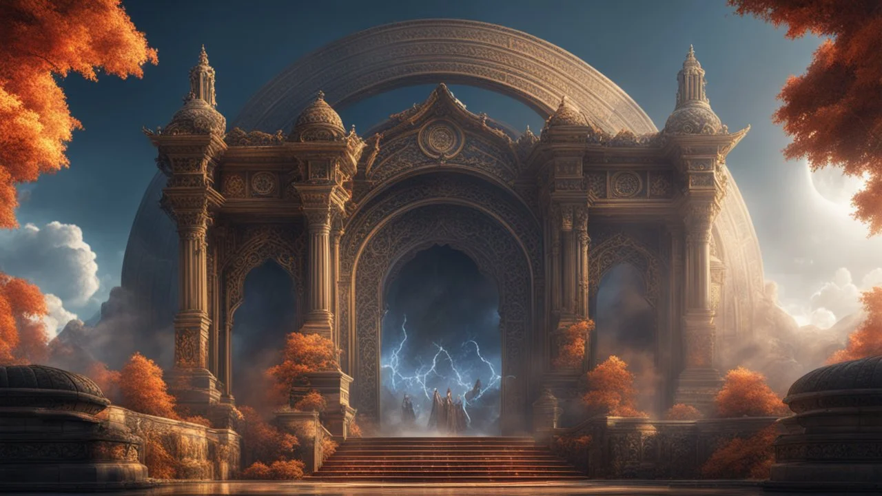 The portal to Heaven and Hell. fantasy concept art, exquisite realism, a masterpiece, dynamic lighting, hyperdetailed, intricately detailed, deep color, Unreal Engine, volumetric lighting , Epic cinematic brilliant stunning intricate meticulously detailed dramatic atmospheric maximal,