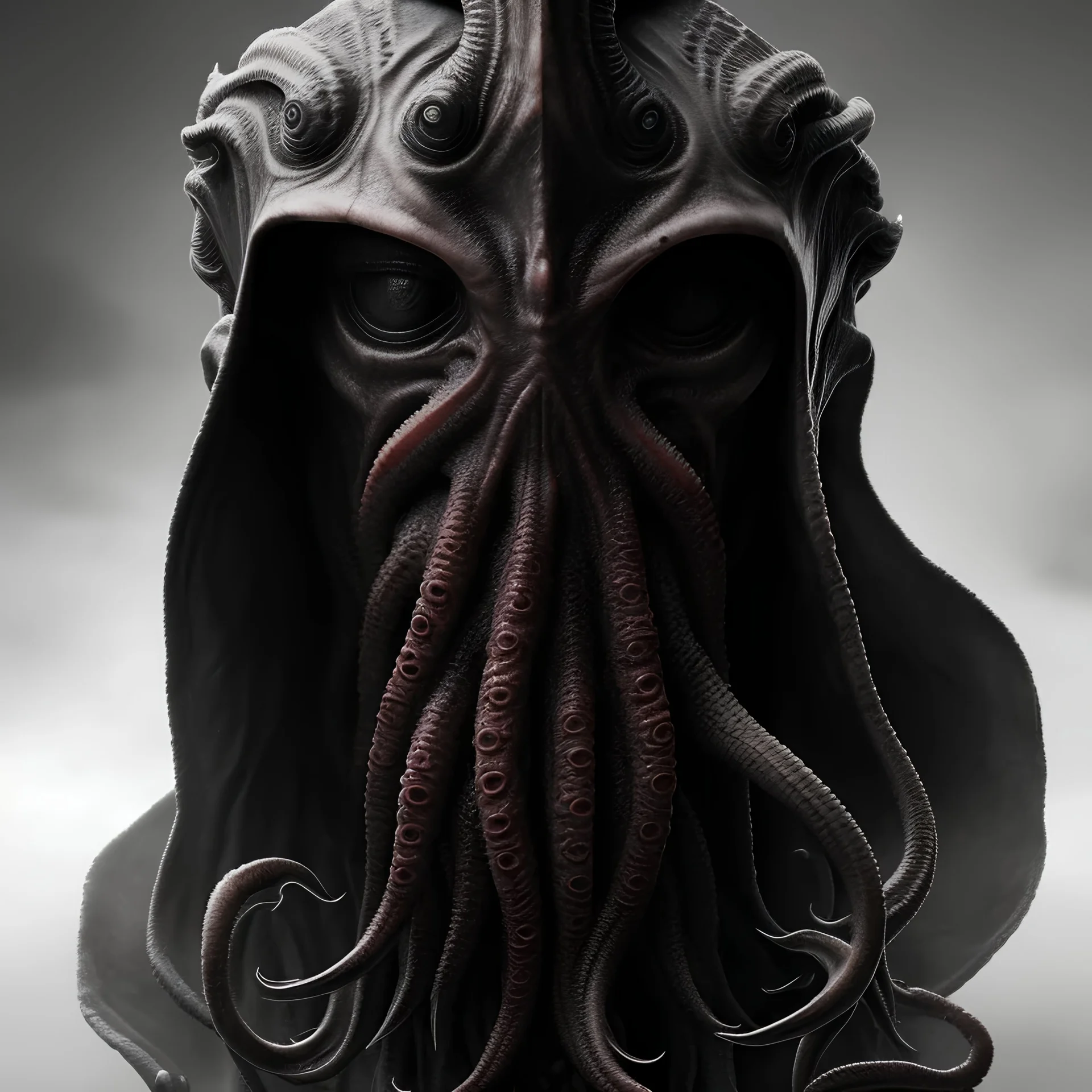 Cthulhu vertical black and grey realistic tattoo artwork design