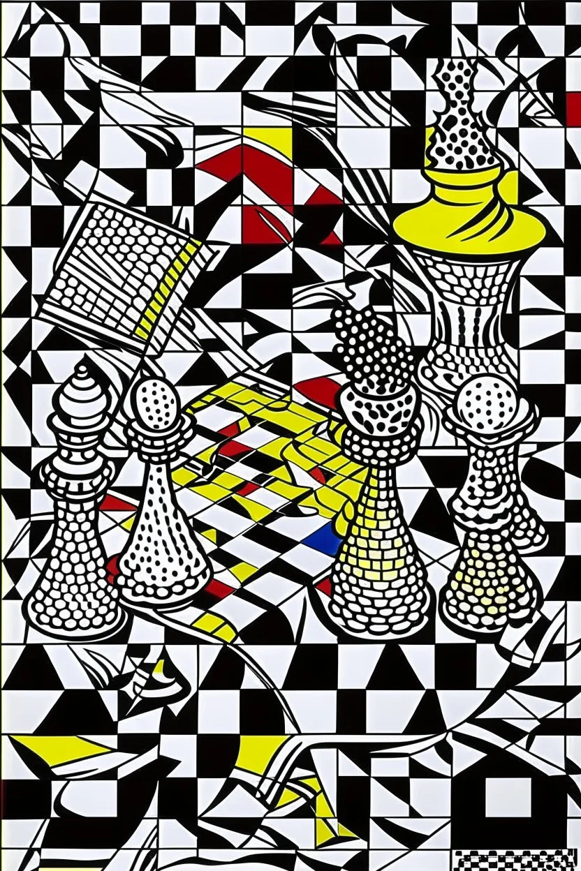 5d chess in the style of roy lichtenstein