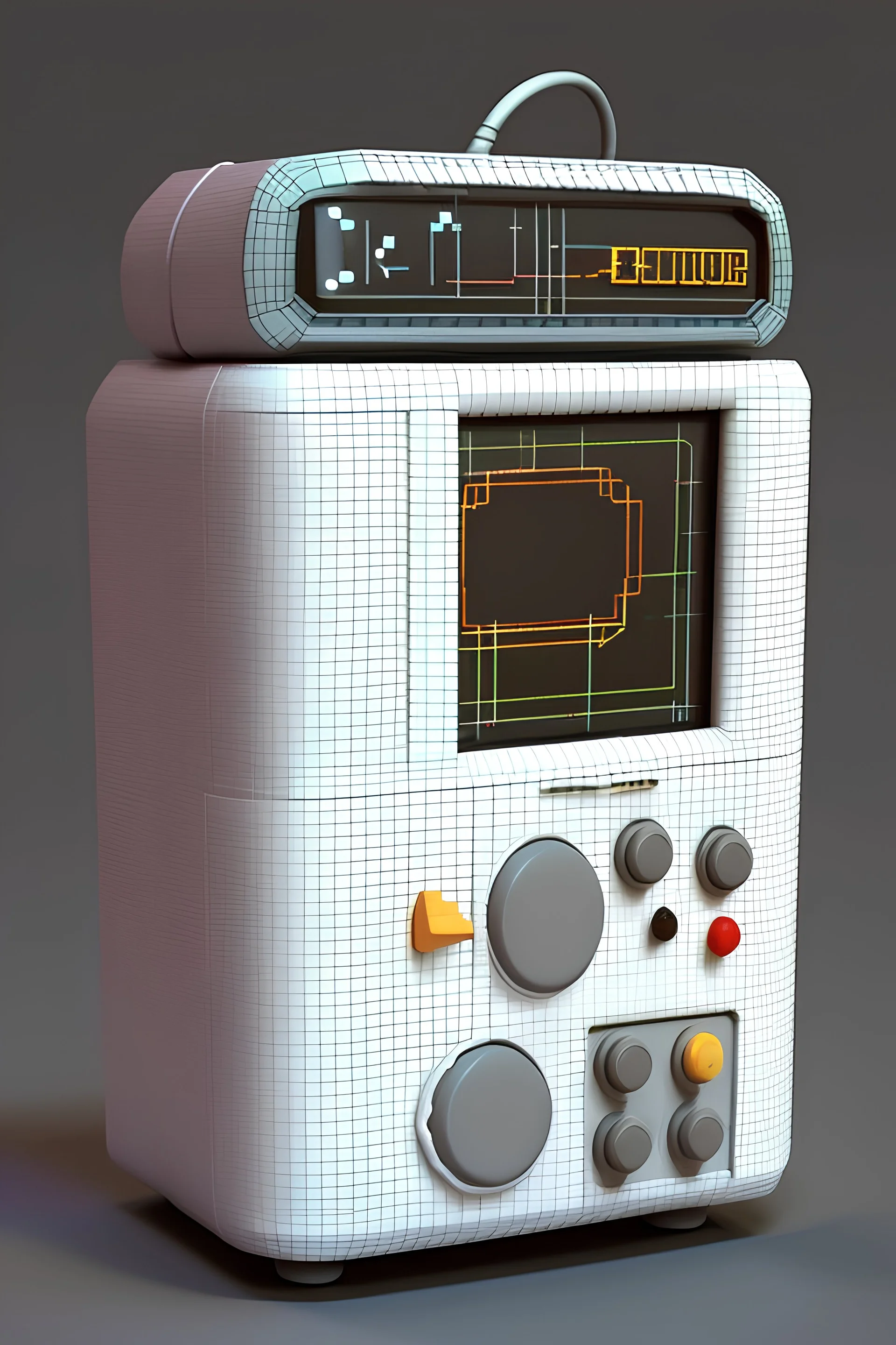 3D pixel retro tiny cute electronics render.