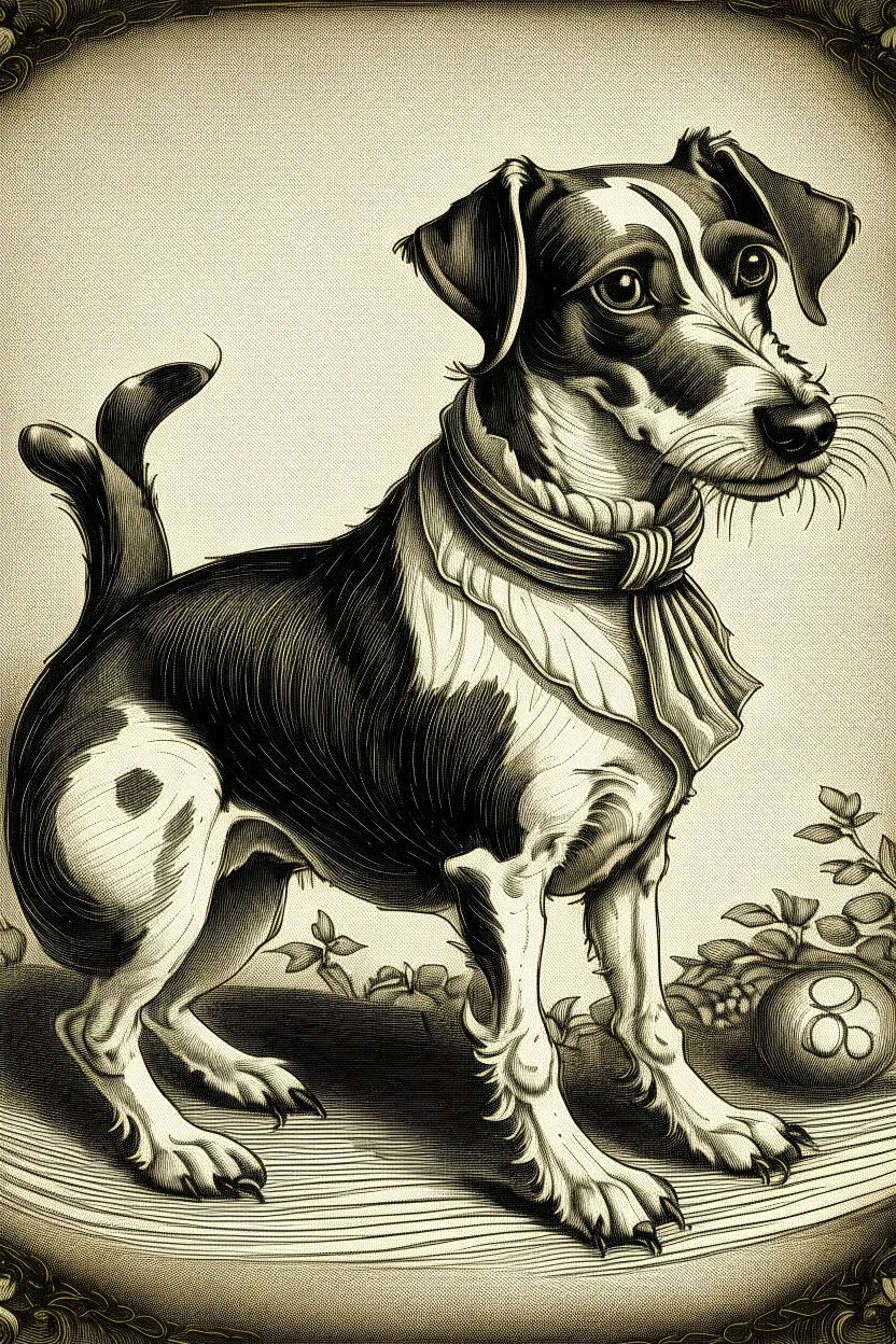 Jack Russell in the style of a tenniel