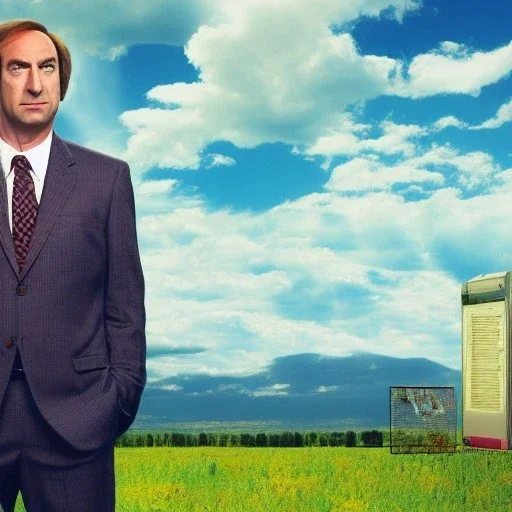 Saul Goodman in the style of a Windows 95 desktop background