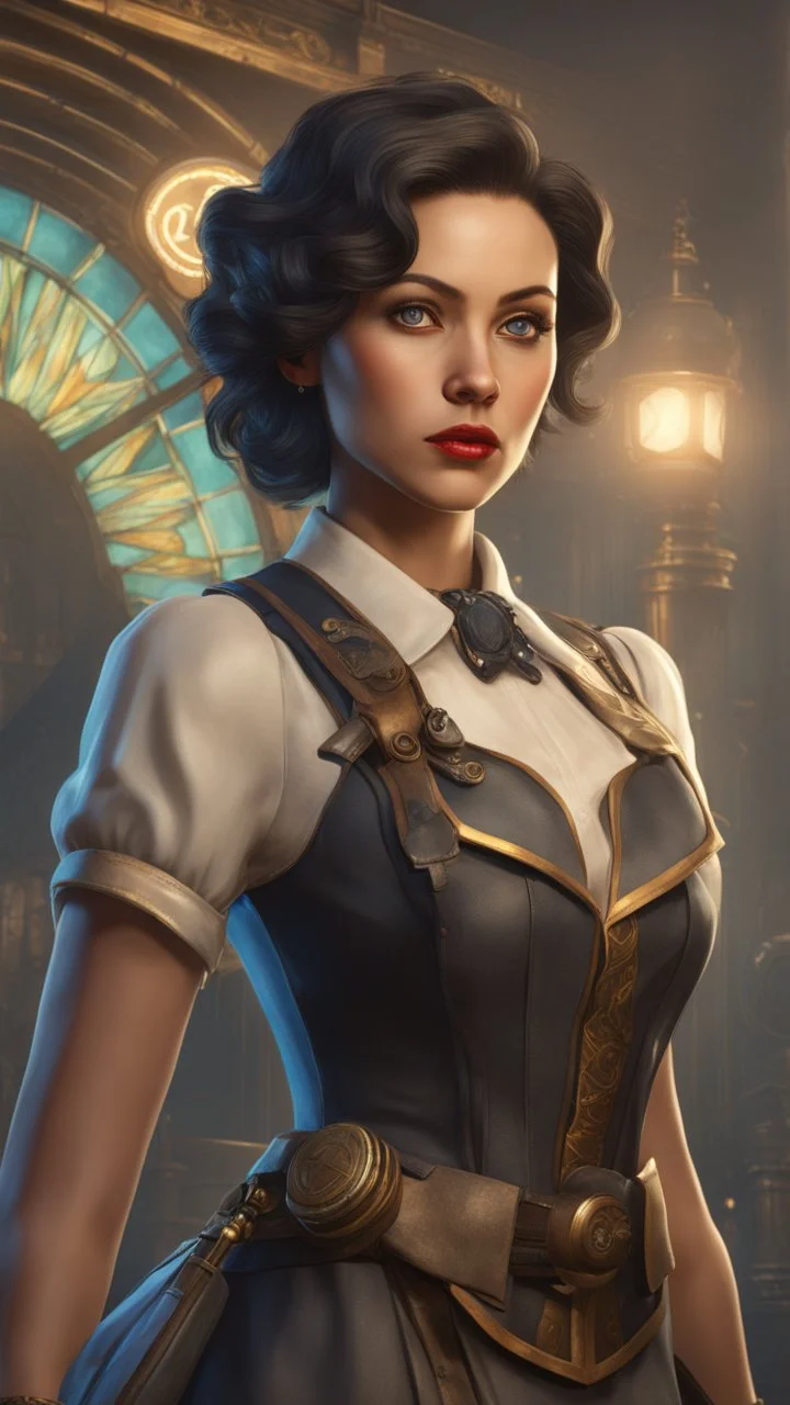 Yong Elizabeth in 8k bioshock artstyle, full body, intricate details, highly detailed, high details, detailed portrait, masterpiece,ultra detailed, ultra quality