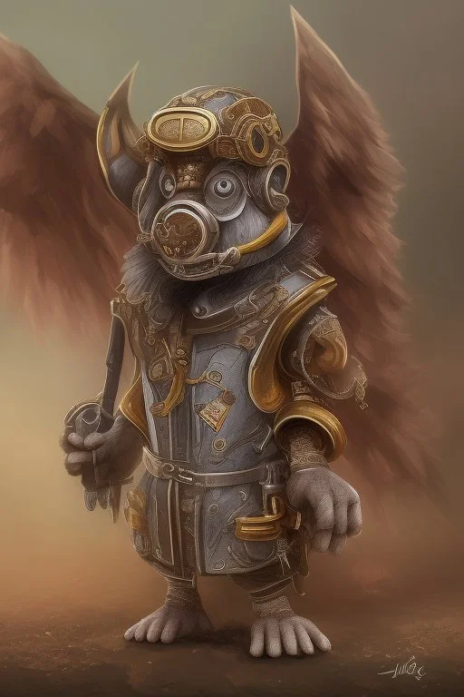 cute steampunk mechanical monkey with wings