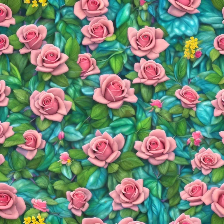 a highly detailed painting of Ecuador Roses, seamless pattern, pop surrealism, high resolution, oil on canvas