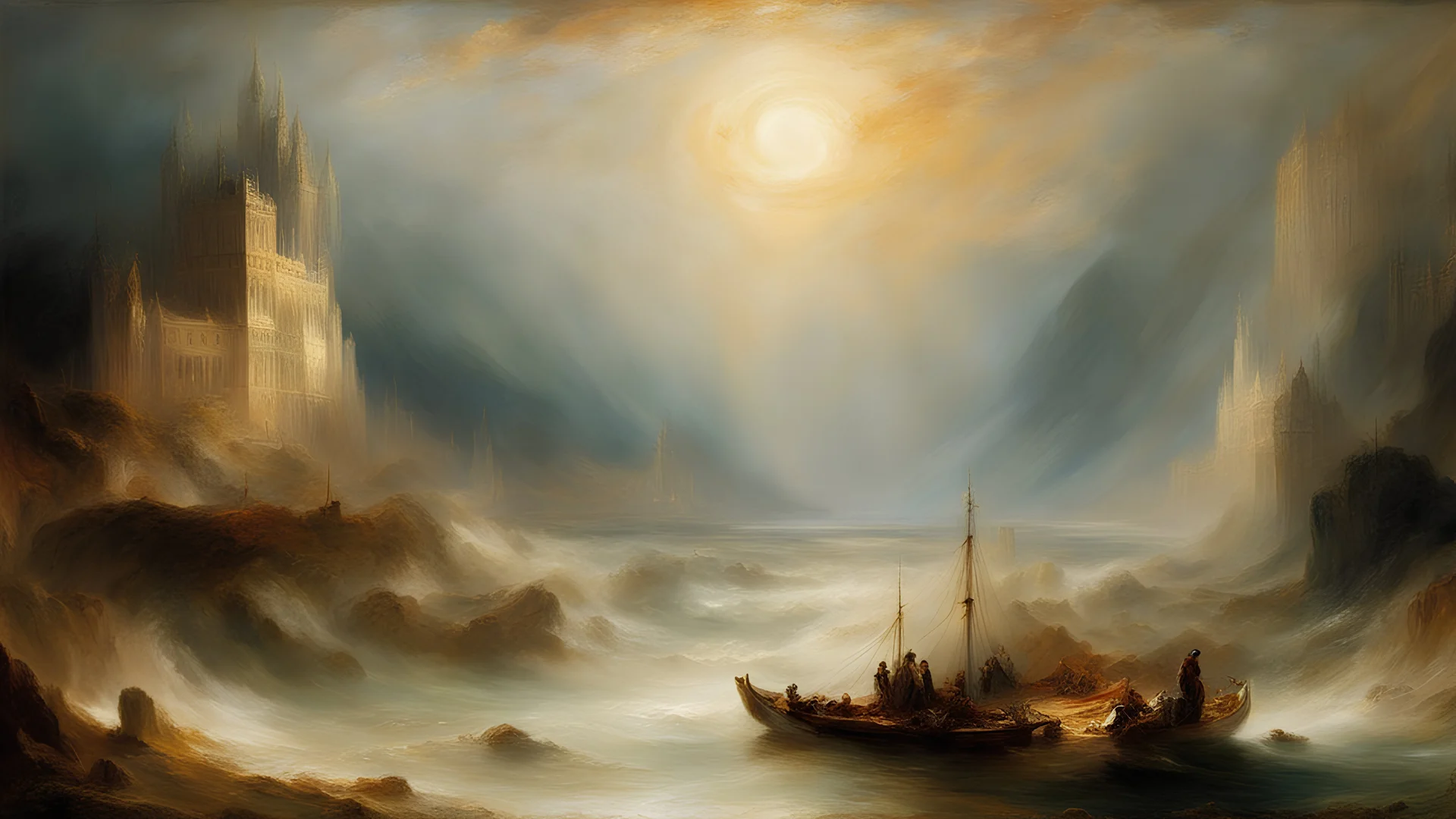 Style J. M. W. Turner, luxury, dream world, calm beauty, fantasy world, magic, beautiful composition, exquisite detail