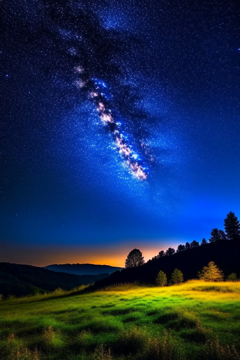 Night sky on a hillside