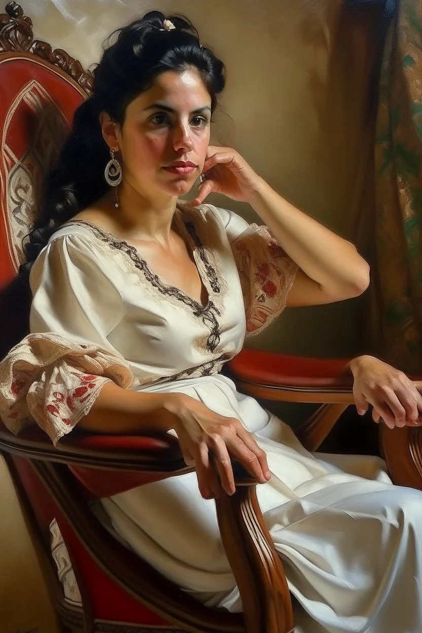 cuban woman painting sitting in chair neoclassism young