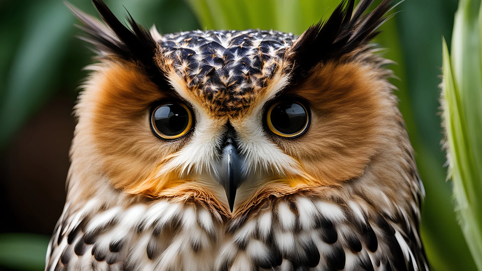 (pineapple) owl hybrid, sharp focus, award-winning photograph