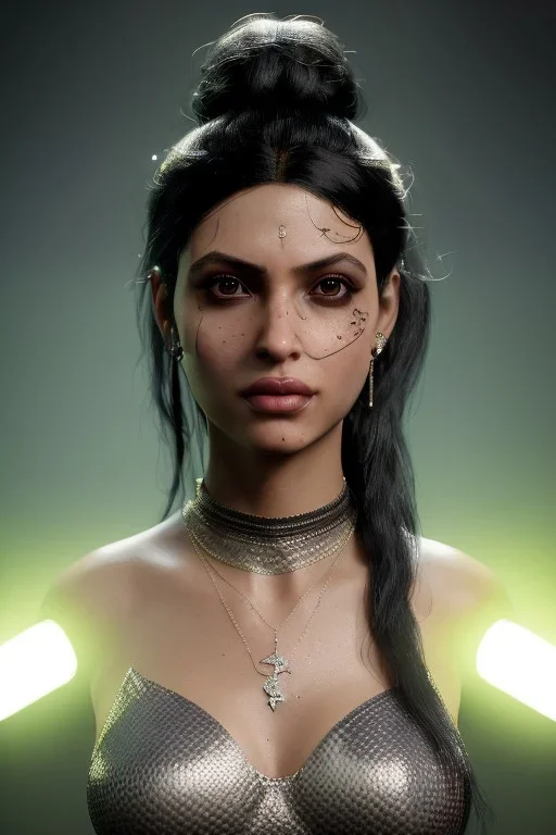 Portrait Gina Ortega face, texture skin,Crystal black eyes, long black hair, wearing The família addams, realistic, 4k, intricate, best quality, fog particles, fire particles, octane render, vray, sword fire, rain