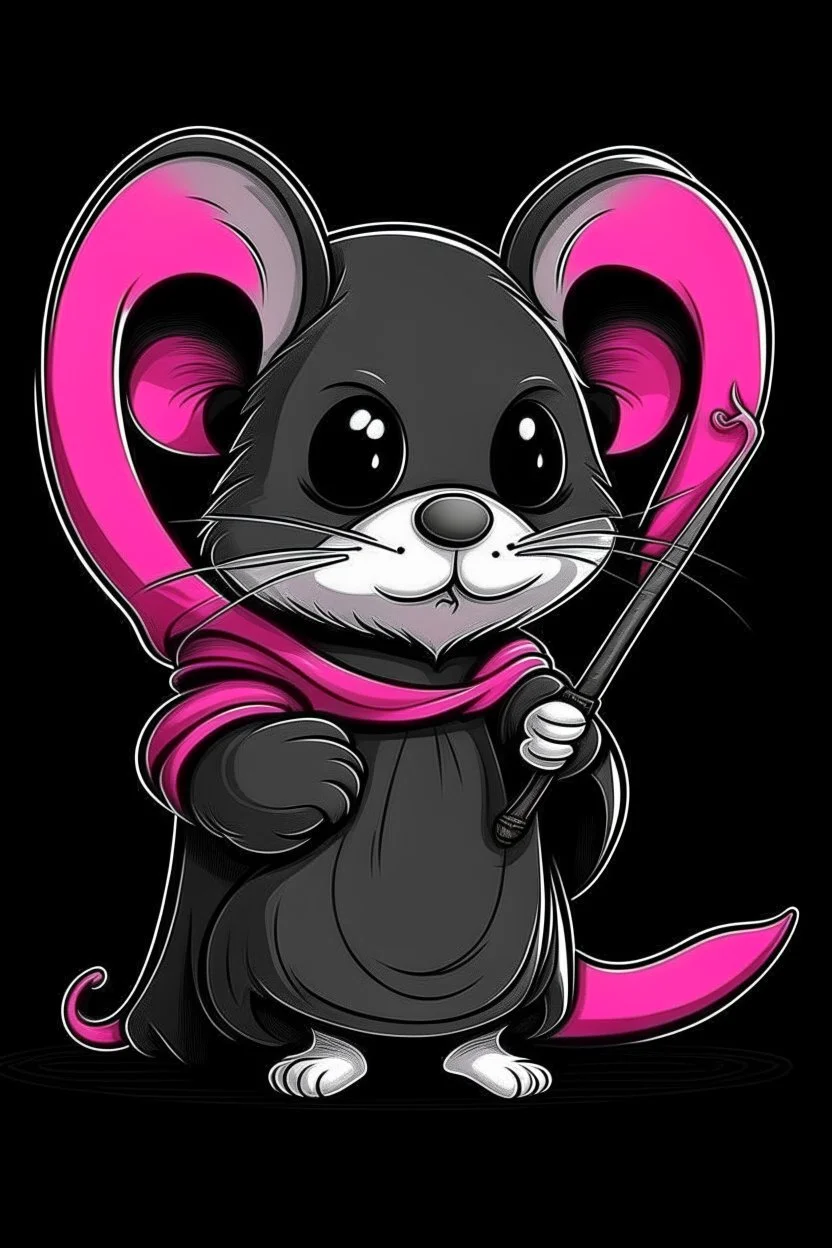 cute mouse grim reaper pink and black