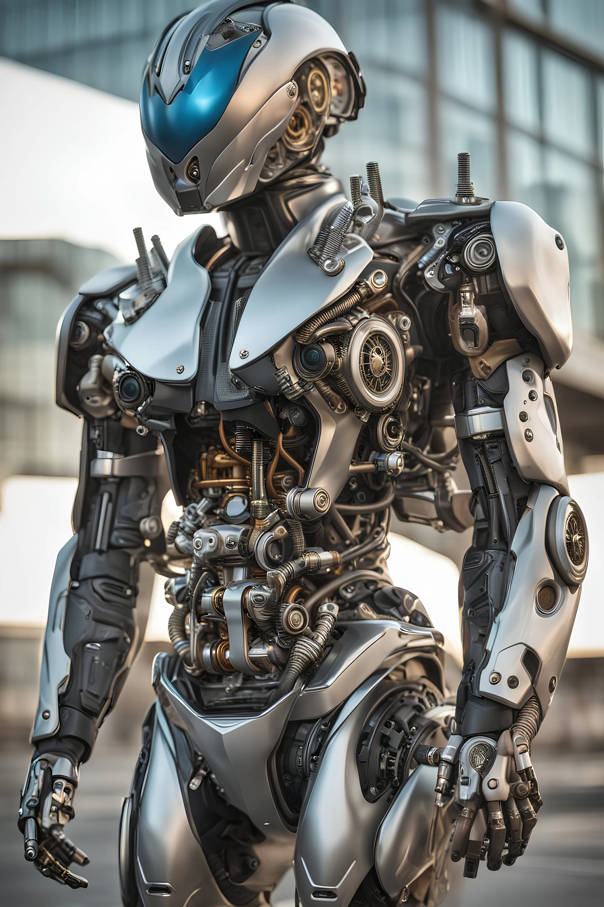 Photo Of A Biomechanical Elegant Motorcycle Cyborg , Cyberpunk, , Highly Detailed 8k, Intricate, Nikon D