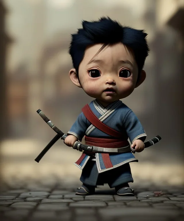 little boy samurai. shadows, Brent Weeks, Night Angel, cobblestone street alley, highly detailed, hyper-detailed, beautifully color-coded, insane details, intricate details, beautifully color graded, Cinematic, Color Grading, Editorial Photography, Depth of Field, DOF, Tilt Blur, White Balance, 32k, Super-Resolution, Megapixel, ProPhoto RGB, VR, Halfrear Lighting, Backlight, non photorealistic rendering