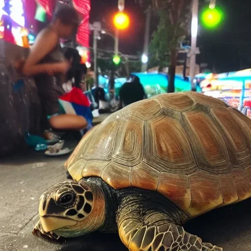 Turtle visiting the night market