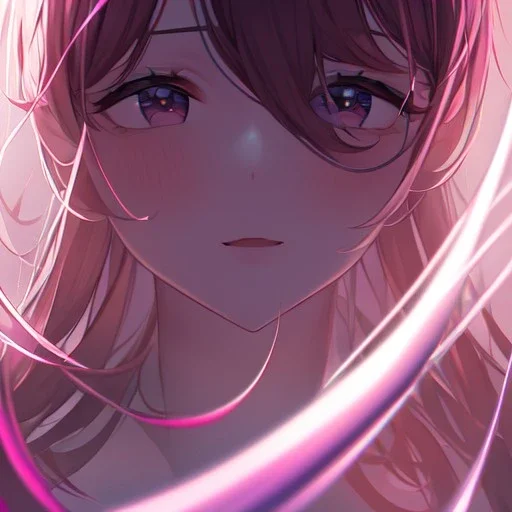 Clear focus, High resolution,floating shiny hair, pink streaked hair, extreme close up