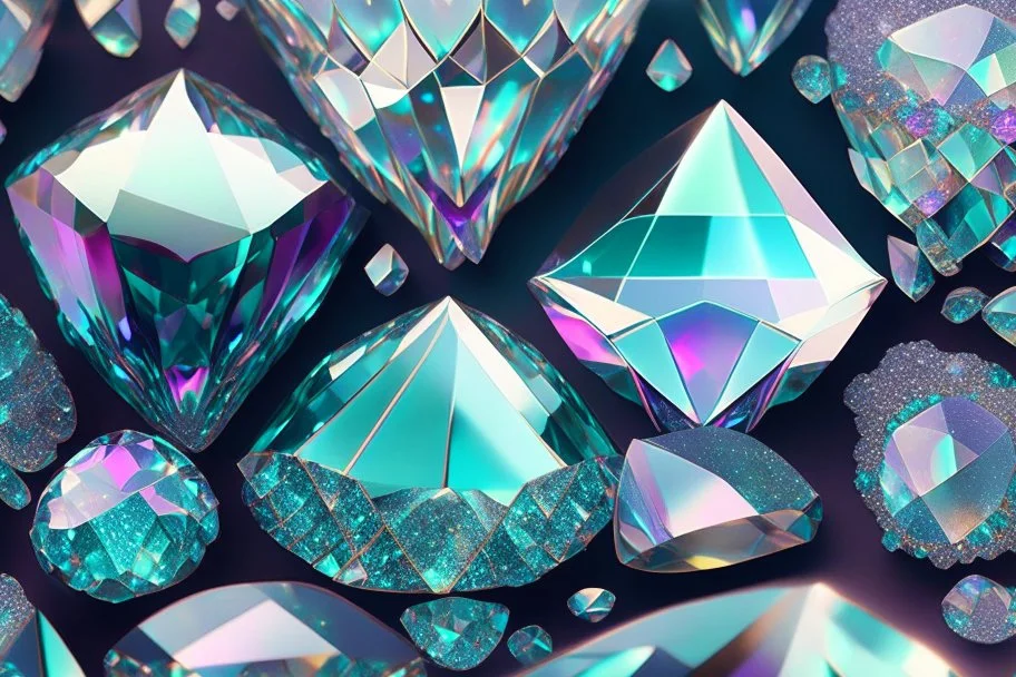 pattern of holographic gems and crystals