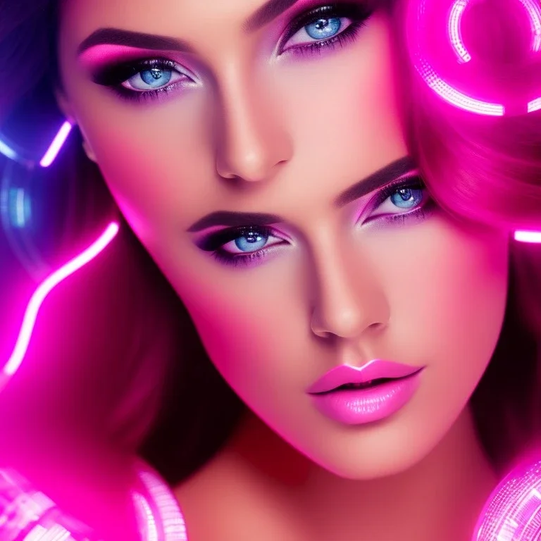 cyberpink, head, woman, portrai, tron