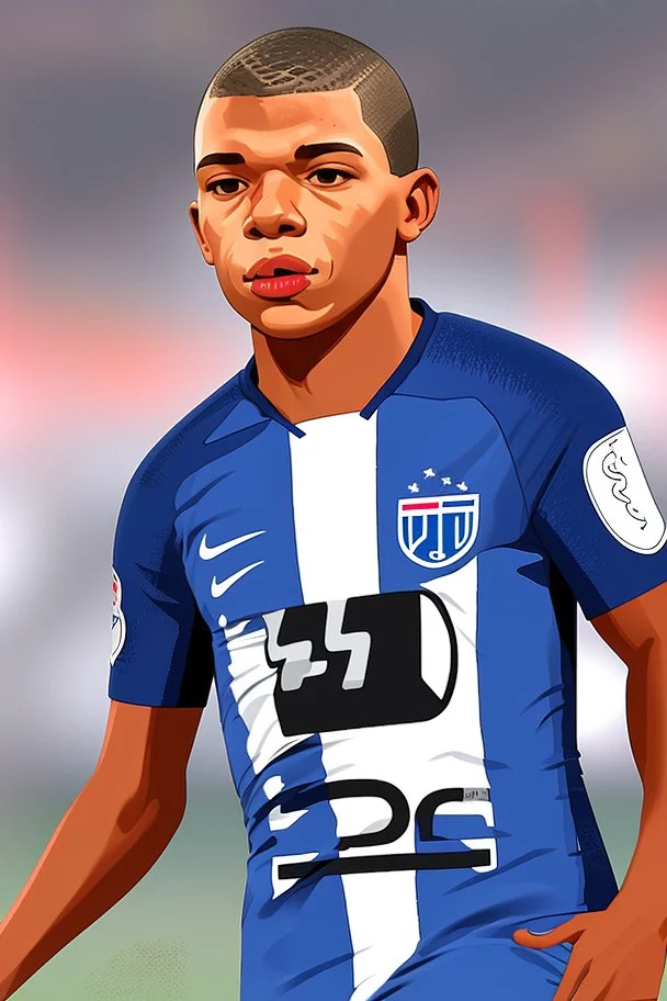 Kylian Mbappe French soccer player cartoon 2d