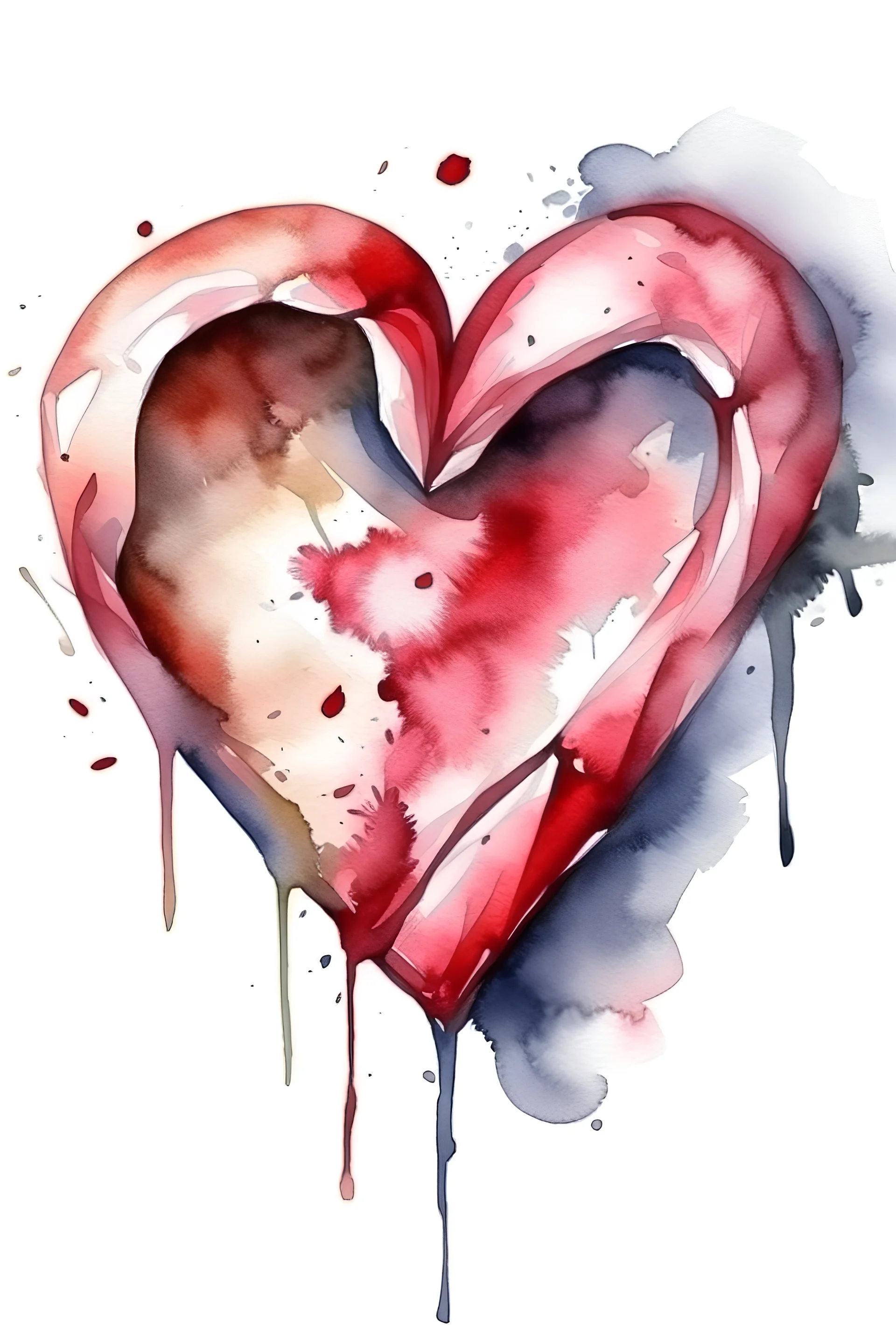 A torn heart. watercolor drawing.