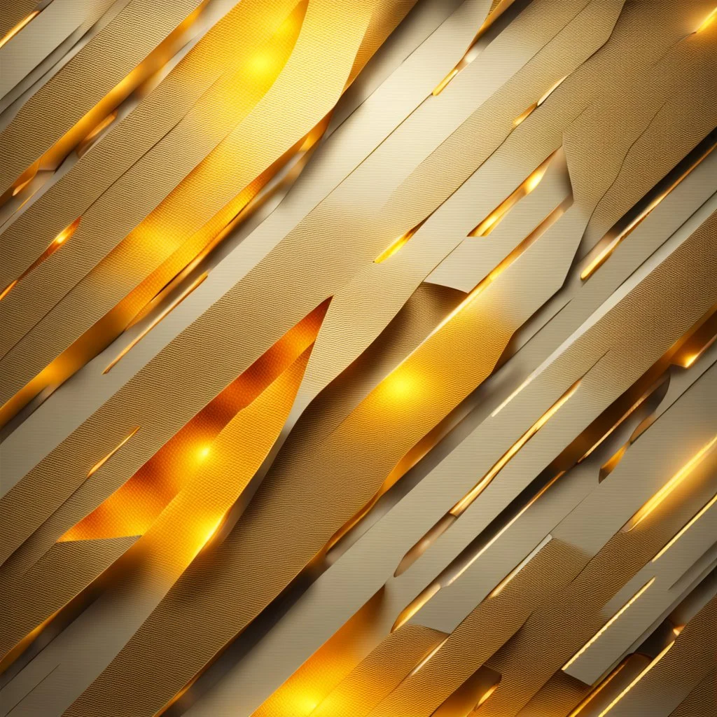 Hyper Realistic Yellow & Beige Intersecting Textures With Glowing Golden Embers.