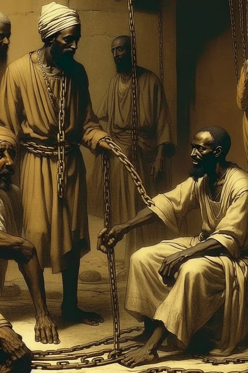 A picture of an Ethiopian slave being tortured in the beginnings of Islam