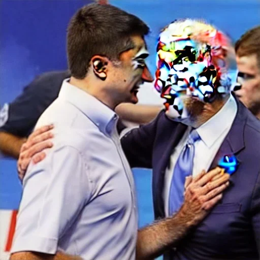 Joe Biden sniffing Volodymyr Zelensky WITH A BEARD wearing TANKTOP,