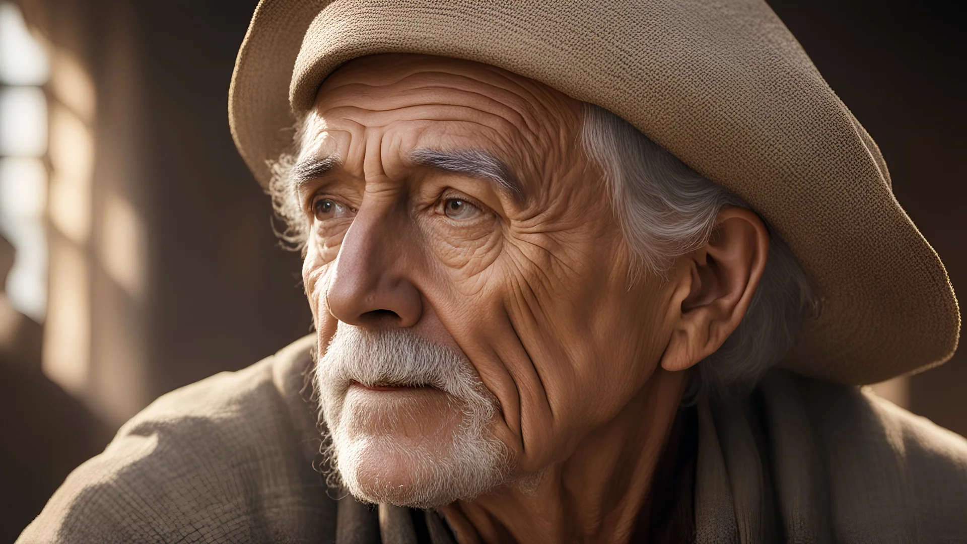 Elderly farmer, showing his head and upper body, perfect sparkling eyes, perfect anatomy, exquisite composition, beautiful detailed intricate detailed octane render, 8k artistic photography, photorealistic, soft natural volumetric cinematic perfect light, chiaroscuro, award-winning photograph, masterpiece, raphael, caravaggio, bouguereau